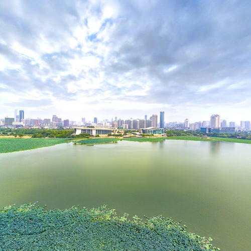 武汉月湖景区航拍全景图