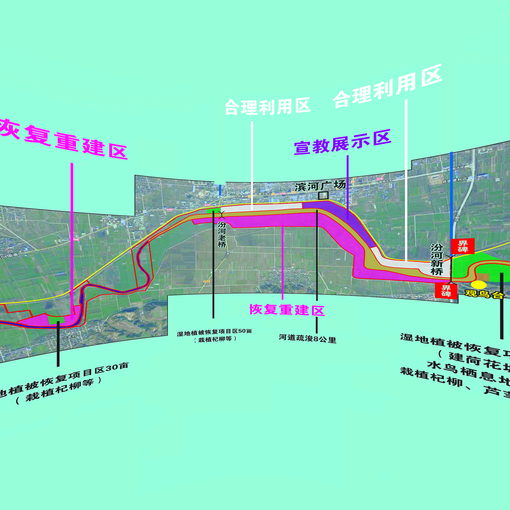 山西稷山汾河國家濕地公園全景圖